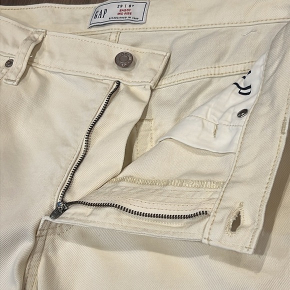 NWT Gap Wide-Leg Baggy Mid-Rise Cream Pants Size 8 Petite Relaxed Fit - Picture 10 of 16